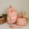3Pcs/Set Oxford Cloth Cherry Backpack Preppy Style Adjustable Laptop Backpack with Lunch Bag & Pencil Case Large Capacity