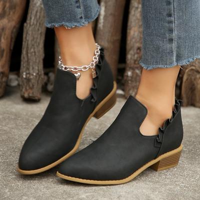 Fashion Winter New Fashion Round Head Solid High Heels Women's Outwear Large Size Warm and Comfortable Short Boots Fashion Boots Women