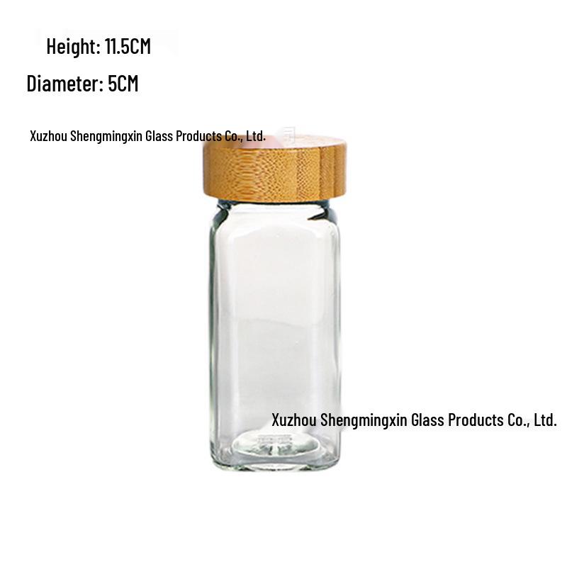 Bamboo Lid Glass Spice Jar with Flip-Top
