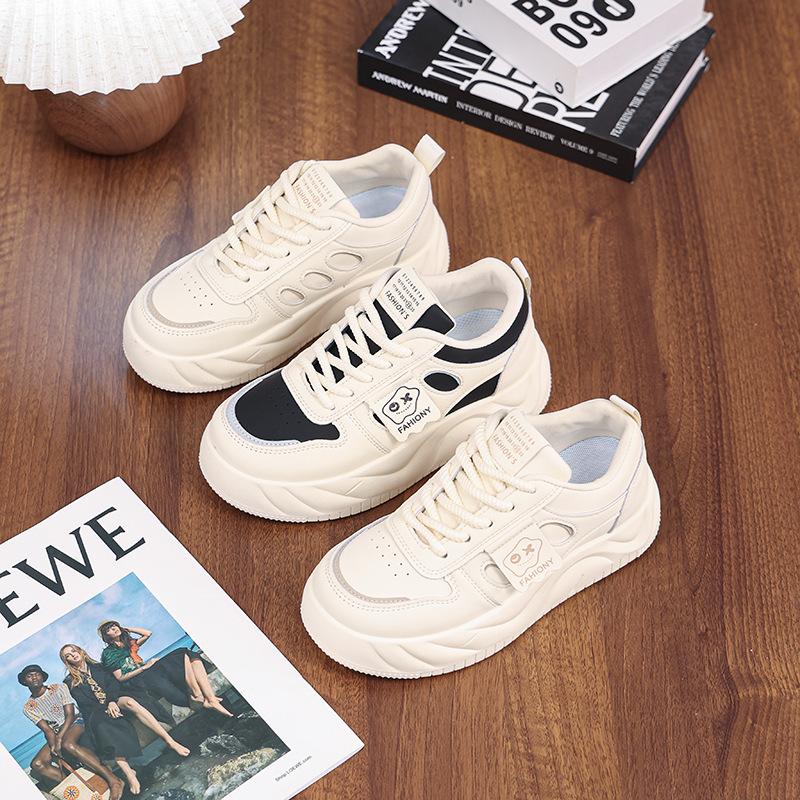 Spring Little White Shoes New Korean Version Ins Female Students Platform Heightening Sports Board Shoes Casual Street Shooting DF-5