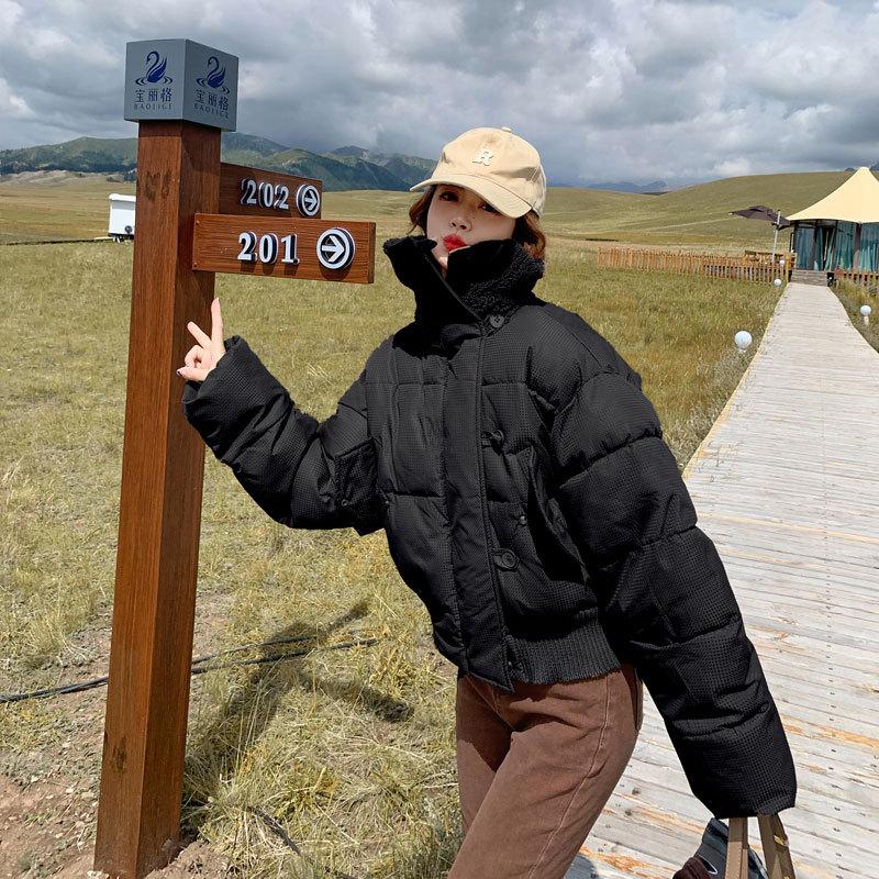 

New Winter Cotton-padded Jacket Women s Short Korean Design Sense Coat Short Loose Padded Cotton-padded Jacket. L