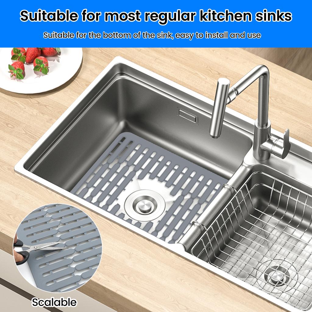 1/2Pcs Silicone Sink Protector Mats Kitchen Multi-functional Water Filter Mats Anti Slip Fast Drying Not Easy to Break or Deform