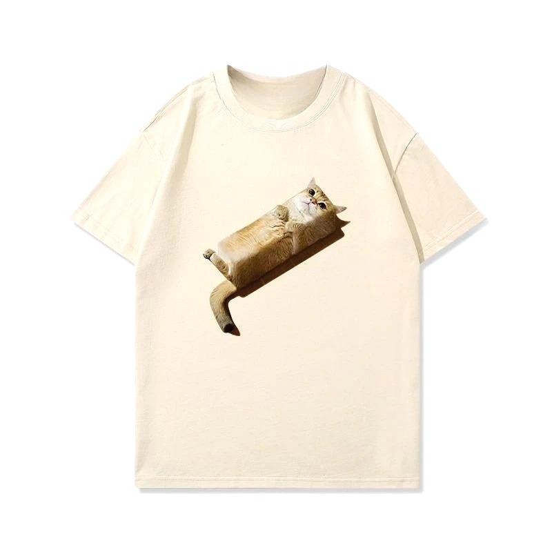 Classic Cute Cat Sandwich Meme T Shirt Women Harajuku Style Graphic Tee Fit Casual Short Sleeve Summer Top