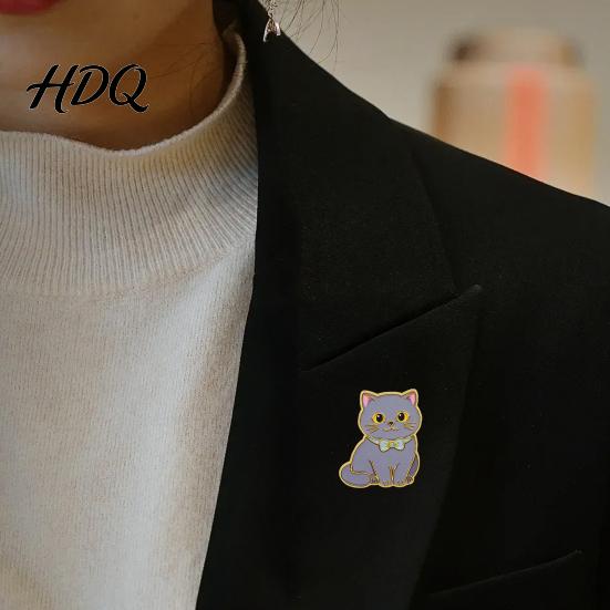 Enamel Animal Badge Bow Tie Cat Brooch Cartoon Kitten Metal Theme Brooch Pin Hats Bags Scarves Clothes Decorative Accessory Lapel Pin