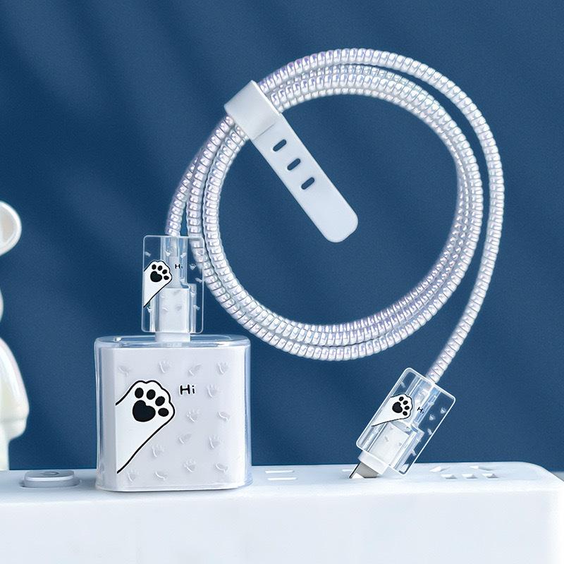 Fire-delt ladebeskyttelse, datakabelbeskyttelse, beskyttelsesdeksel for ladehode, egnet for IPhone 18/20w lader