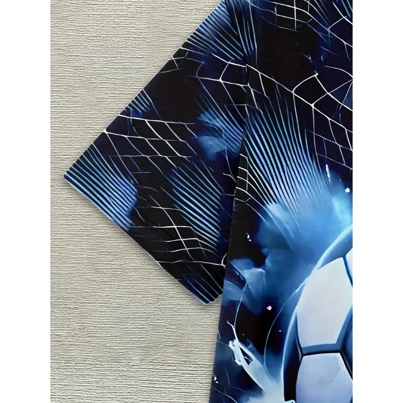 Herren Fußball Print T-Shirt Sportliches Kurzarm Rundhals T-Shirt für Sommer Outdoor Fitness Training Herrenbekleidung