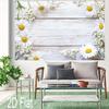 2D Rustic White Wood Daisy Backdrop, 2D Floral Background for Parties