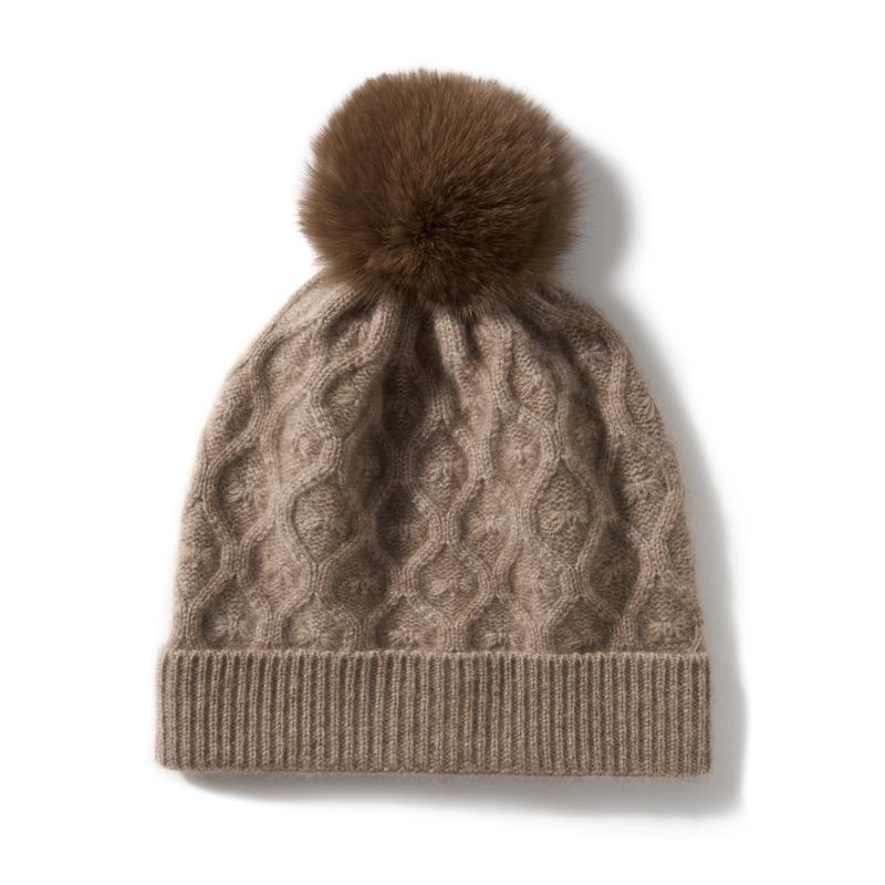 

Cashmere New Autumn and Winter Women s Twisted Flower Warm Butterfly Flower Pom Pom Ear Protective Hat Knitted Casual Hat One Size