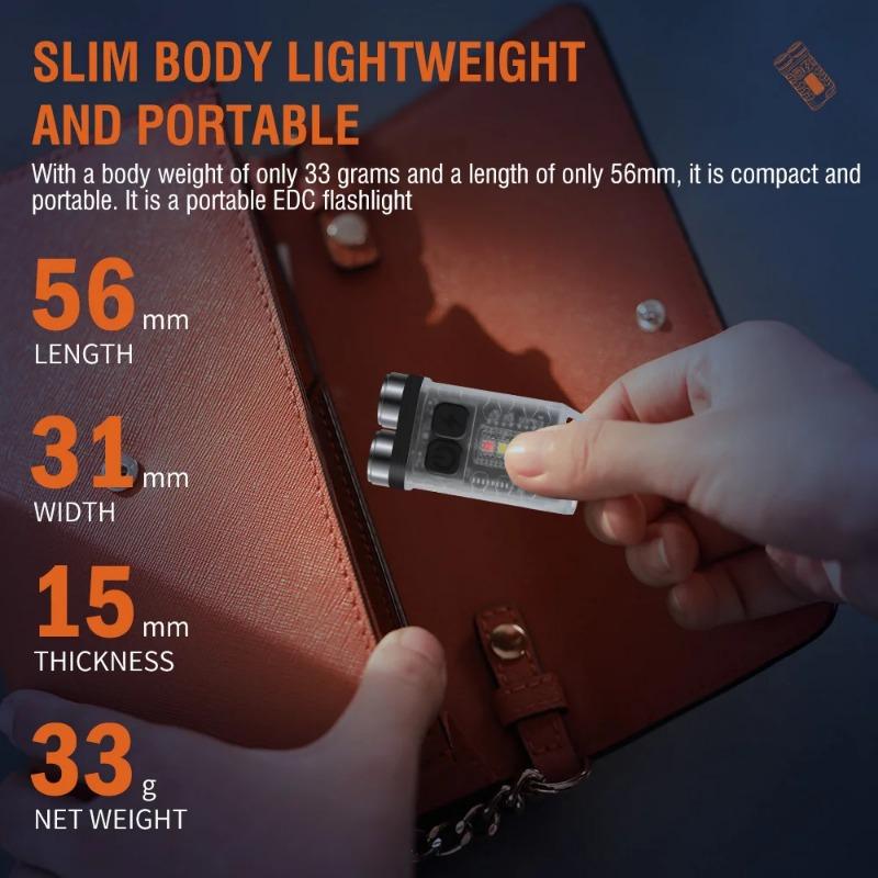 2000mAh EDC Taschenlampe V3 Mini Taschenlampe Schlüsselanhänger Licht LED Arbeitslicht Typ-C Wiederaufladbare Taschenlampe mit Magnet für Camping Notfall