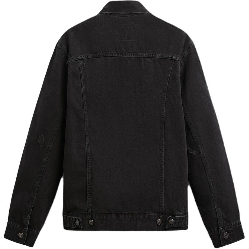 Zara Casual Ripped Lapel Long Sleeve Denim Jacket Men jackets Black 1538470-800