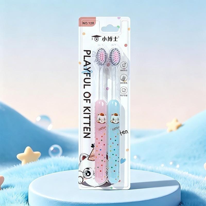 Kids Soft Bristle Toothbrush Cartoon High Density Bristles Cartoon Handle Gentle For Toddlers Children Daily Oral Cleaning