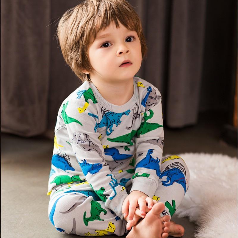 Cartoon Kids Cotton Pajamas Set Long Sleeve Sleepwear Boys Girls 90-140cm