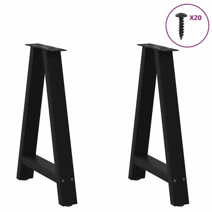 VidaXL Dining Table Legs In A-Shape, 2 Pieces, Black, 50 X (72-73) Cm, Steel 4012844
