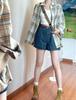 Women's Retro Plaid Long Sleeve Shirt Jacket - French Linen Cotton for Spring and Autumn