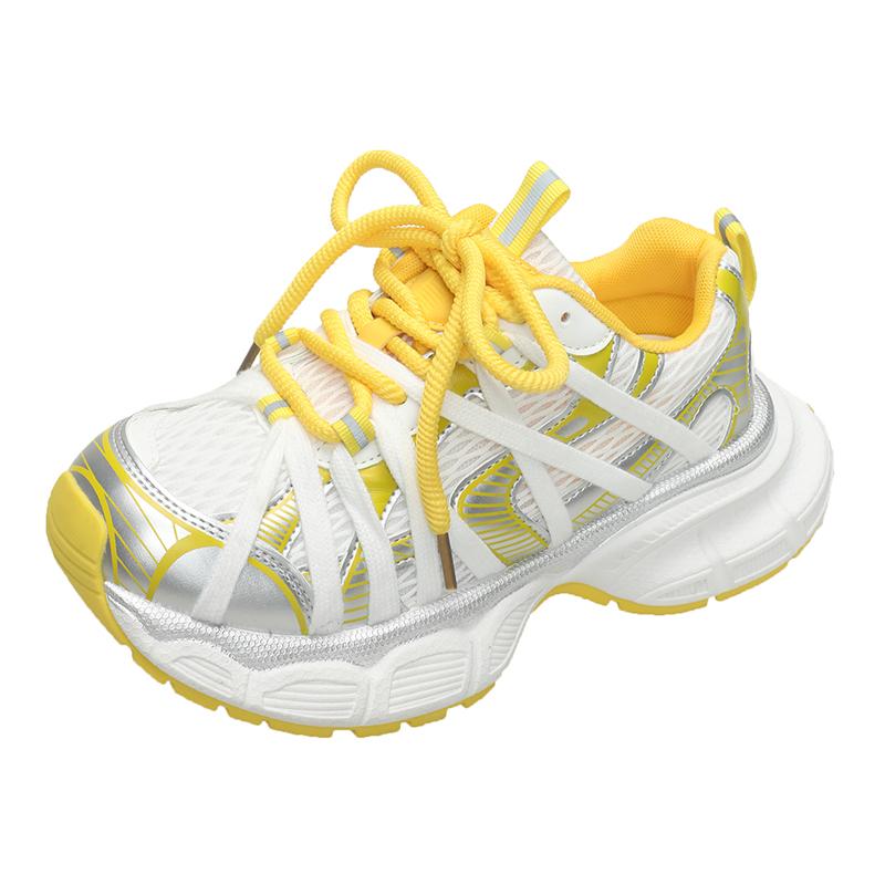 

Fashion Women Sneakers Leather Mesh High Heels for Women Casual Lace Up Shoes Fashion Platform Shoes Trend 2025 Zapatos De Mujer 35 жёлтый