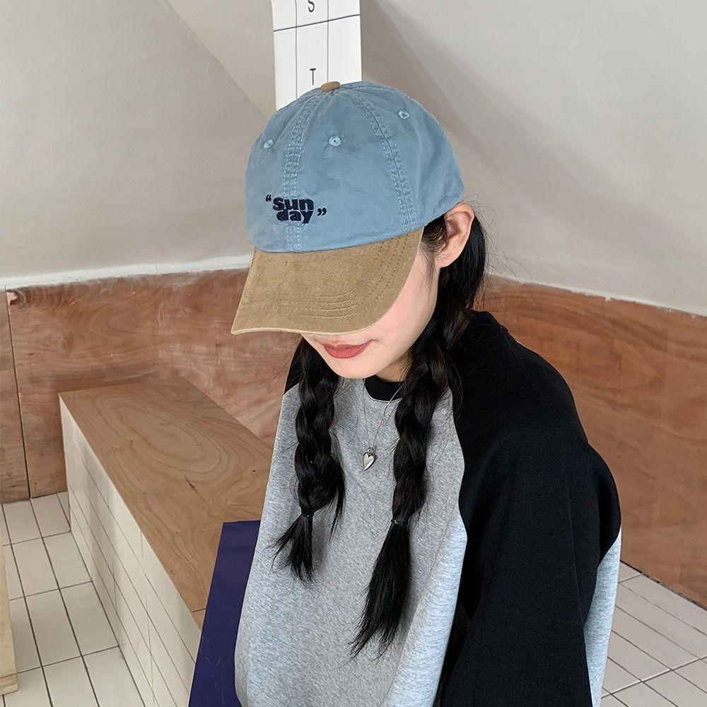 Cotton Vintage Baseball Cap Korean Style Teenagers Hat Retro Letter Embroidery Baseball Hat  Summer