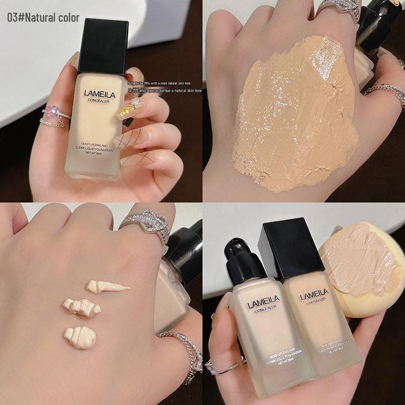 Student-Friendly Waterproof Liquid Foundation: Sweatproof, Long-Lasting, Non-Caking, Oil-Control, Lightweight Adhering Concealer