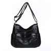 Women's Soft Leather Bag Middle-Aged Mother Crossbody Bag Large Capacity Multi-Pocket Commuter Shoulder Bag