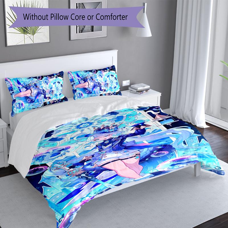 3pcs Genshin Impact Furina1 Pattern Bedding Set Duvet Cover Set Includes Duvet Cover &pillowcases, Perfect All Season Bedroom Decoration & Gift