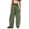 Women's Wide Leg Pants With High Waisted Straight Leg And Spliced Pocket Casual Pants