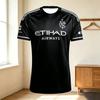 Unisex Černý venkovní fotbalový dres NYCFC s potiskem Etihad Airways Rychleschnoucí Krátký rukáv Kulatý výstřih Fotbalový fanoušek Tréninkové Sportovní trička