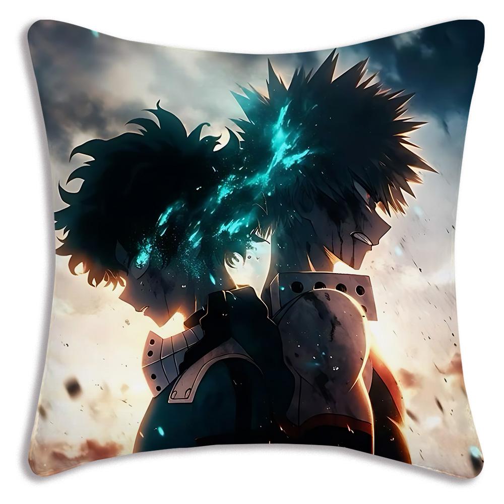 Anime My h-Hero Academias Pillow Covers Cartoon Sofa Decorative Home Double-sided Printing Short Plush Cute Cushion Cover