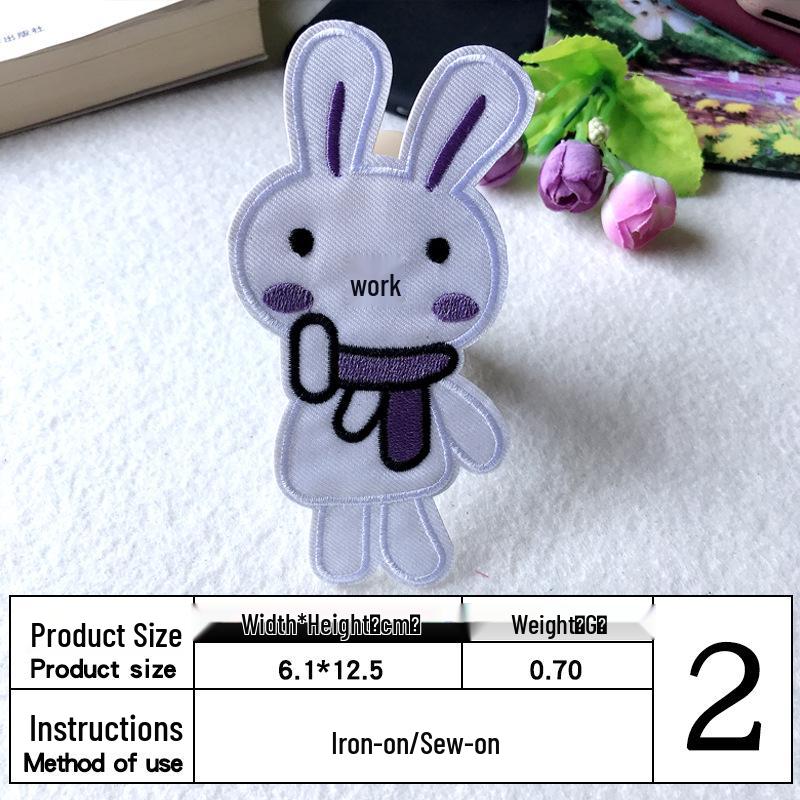 Søt tegneseriekanin borrelås stoffmerke for veskedekorasjon