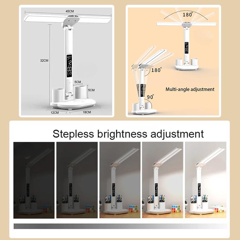 Lampă de birou cu LED, 3 niveluri, cu reglare tactilă, lumină de noapte, reîncărcabilă prin USB, protecție ochilor, lampă de masă pliabilă pentru dormitor, noptiera