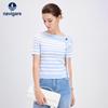 Navigare Women's Striped Contrast Short Sleeve Slim Knit Top