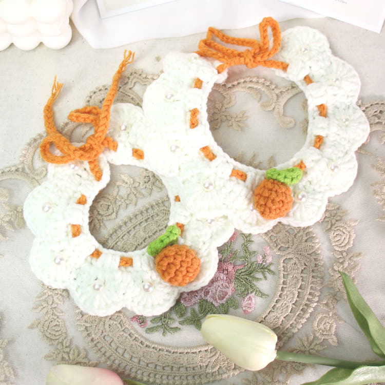 [KIMnyang_deng] Erfrischender Welpen-Katzenumhang aus gestrickter Spitze in Zitrusfrüchten