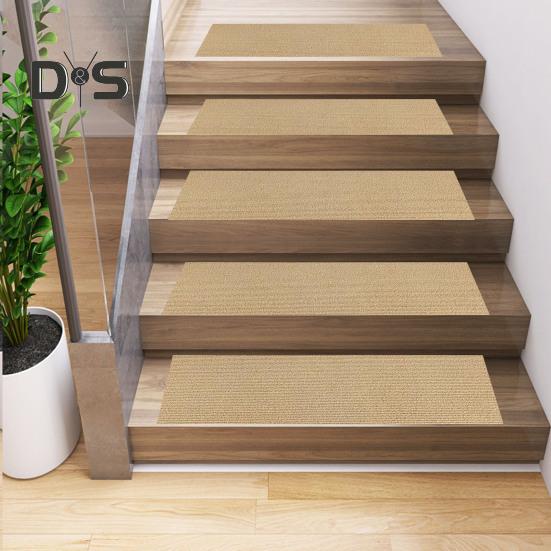 Stair Mat Self Adhesive Non-slip Washable Wear-resistant Contrast Color Wood Stair Protection Reduce Noise Stain Resistant Step Rug Safety Mute Floor