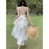 Sanya travel wear Internet celebrity suspender halter dress summer thin white fairy dress seaside vacation beach dress