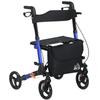 4 Wheel Rollator with Seat and Back, Folding Mobility Walker with Carry Bag, Adjustable Height, Dual Brakes, Cane Holder