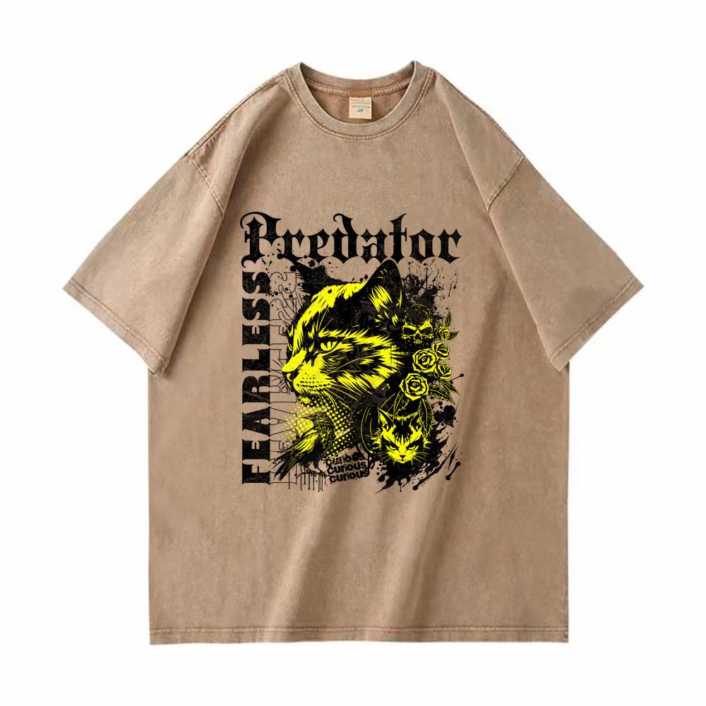 

Мужские винтажные футболки из плотного хлопка, футболка с цифровой печатью «Хищник», хип-хоп, ретро, ​​панк, уличная одежда, футболки