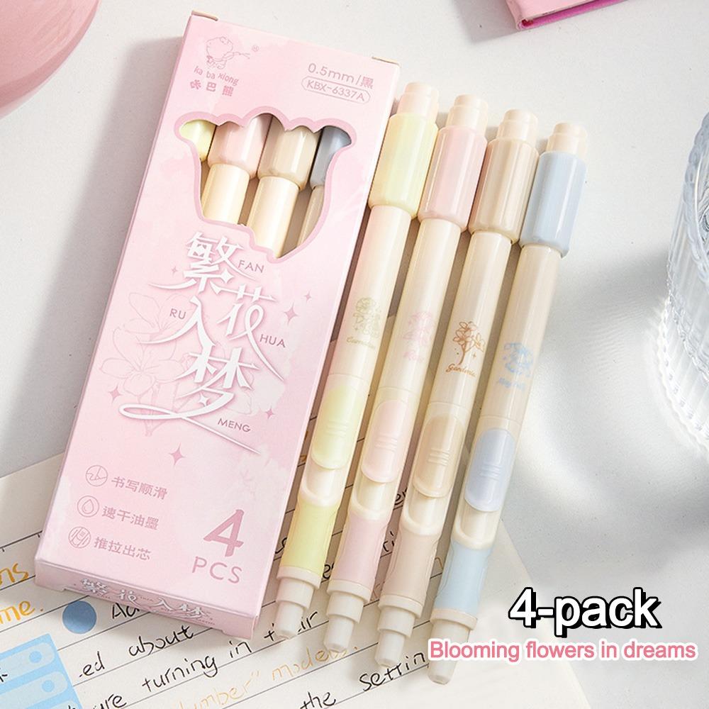 4PCS/Set Quick Drying Gel Pen 0.5mm Ballpoint Pen Cartoon Black Pen  Writing Tool