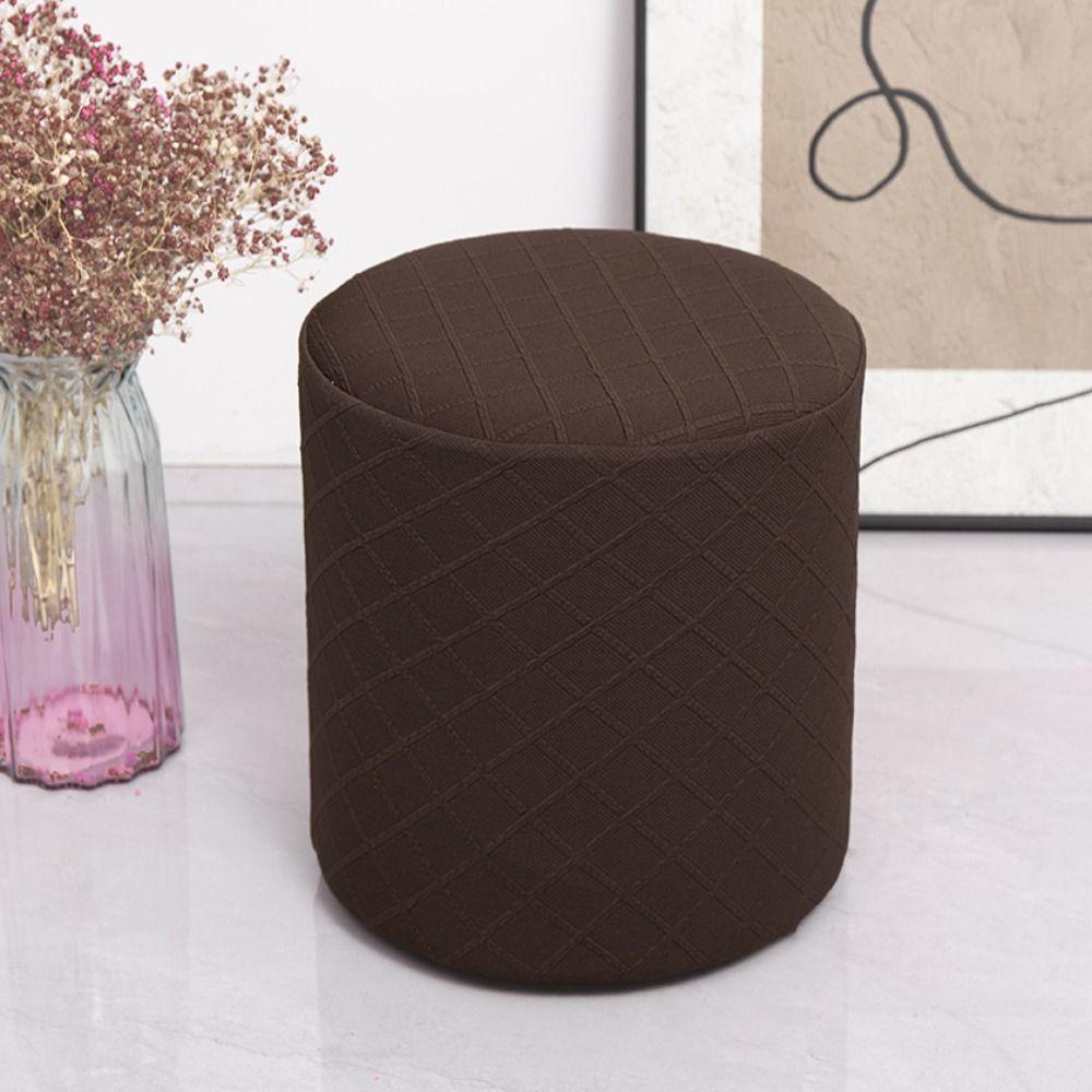 Durable Solid Color Jacquard Ottoman Cover Round Elastic Square Stool Cover Soft Footrest Slipcover Home Decor
