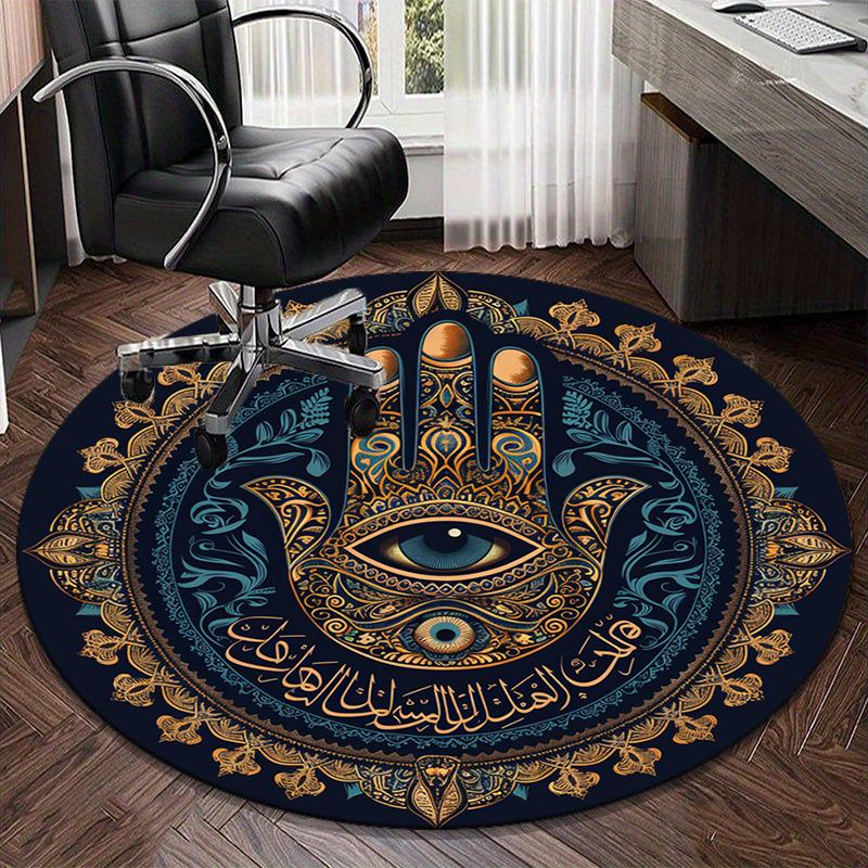 Sacred Mandala Design round carpet Chair cushion Round Entryway Rug, Soft Round Rugs for Living Room, Bedroom, Circle Carpet decor gifts