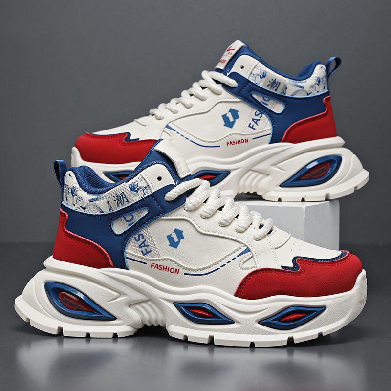 New ModelMen'S Shoes Spring Running Sports Shoes Versatile Heightening Platform High-Top Casual Dad Shoes