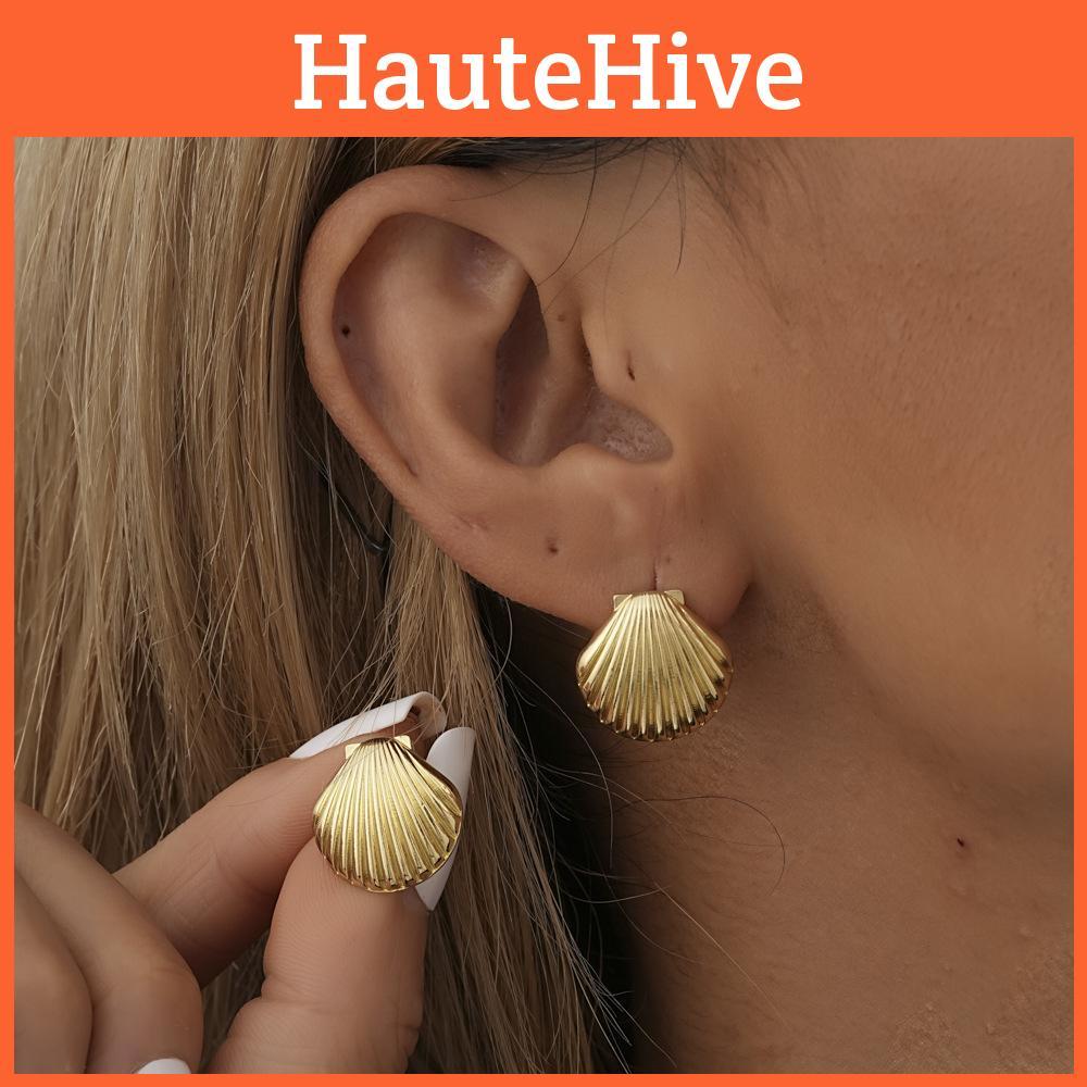 Fashionable Shell Gold Earrings For Women Simple And Design Elegant