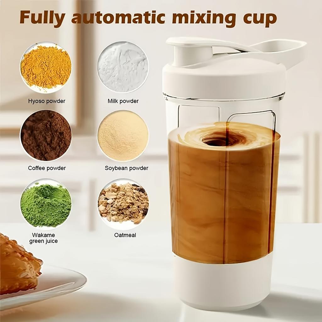 1pc Portable USB Electric Blender Cup - Automatic One-Touch Operation, Transparent with Measurement Markings, Food-Grade PP Mini Handheld Milk