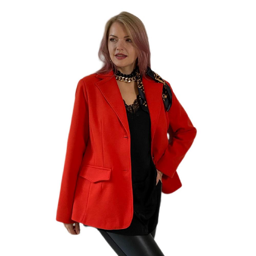 Fierte Women's Large Size Jacket Lm95160 Men's Collar Double Button Stamp Lining