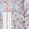 Sakura Theme Gift Chopsticks Set, 5 Pairs (24cm) with Decorative Stand, High-Quality Alloy, Smooth Finish & Comfortable