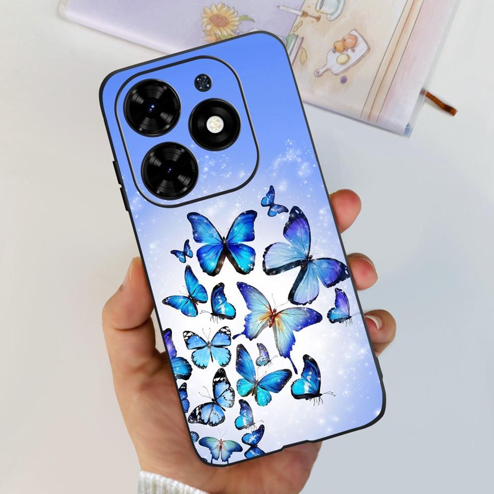For Cover Tecno Spark Go 2024 Bumper Case Butterfly Cute Cat  Flower Phone Cover Soft Clear Silicone TPU cAPAS Spark GO 2024 Bag