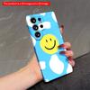 2DFlat Samsung Phone Case Cheerful Smiley On Blue Cloudy Background Phone Case Applicable To Galaxy S22 S23 S24 S25ULTRA S26 A12 A13 A14 A15 A16