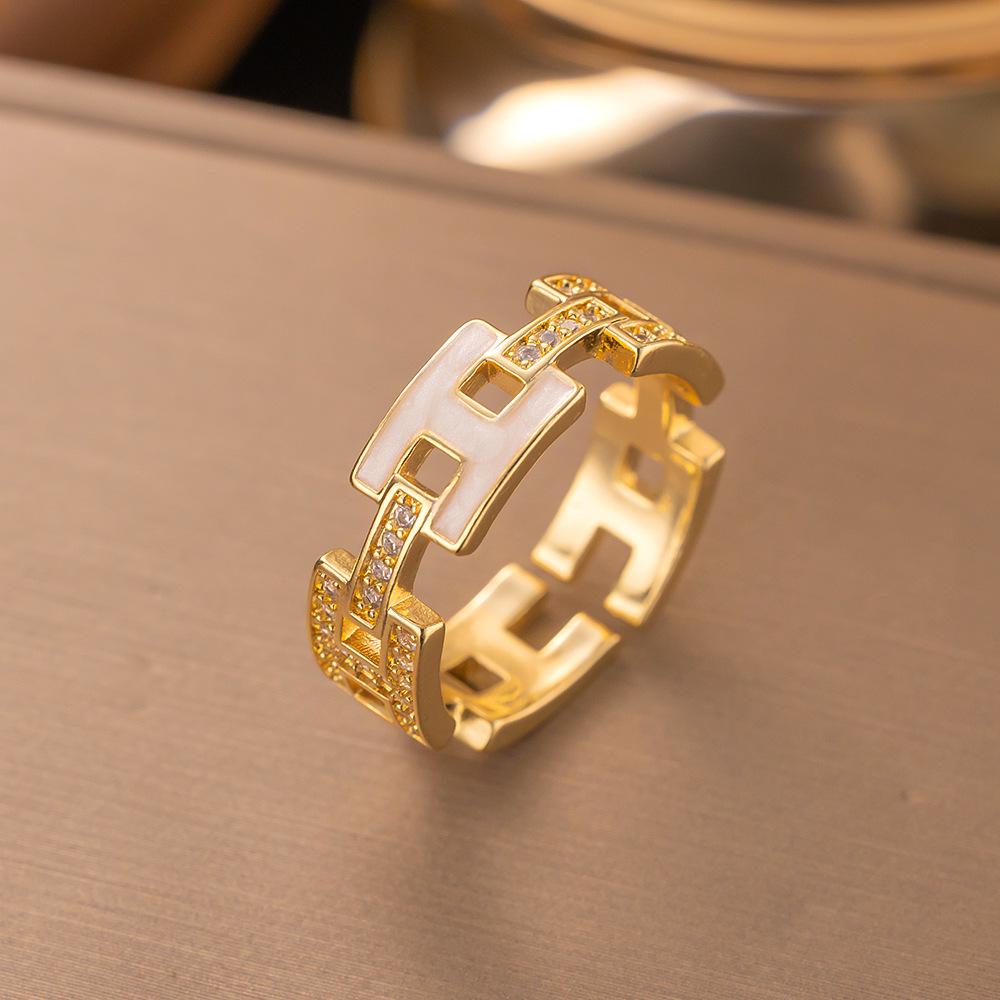 Micro-Inlaid Zircon Fashion Open Ring - Adjustable Luxury Index Finger Jewelry for Women