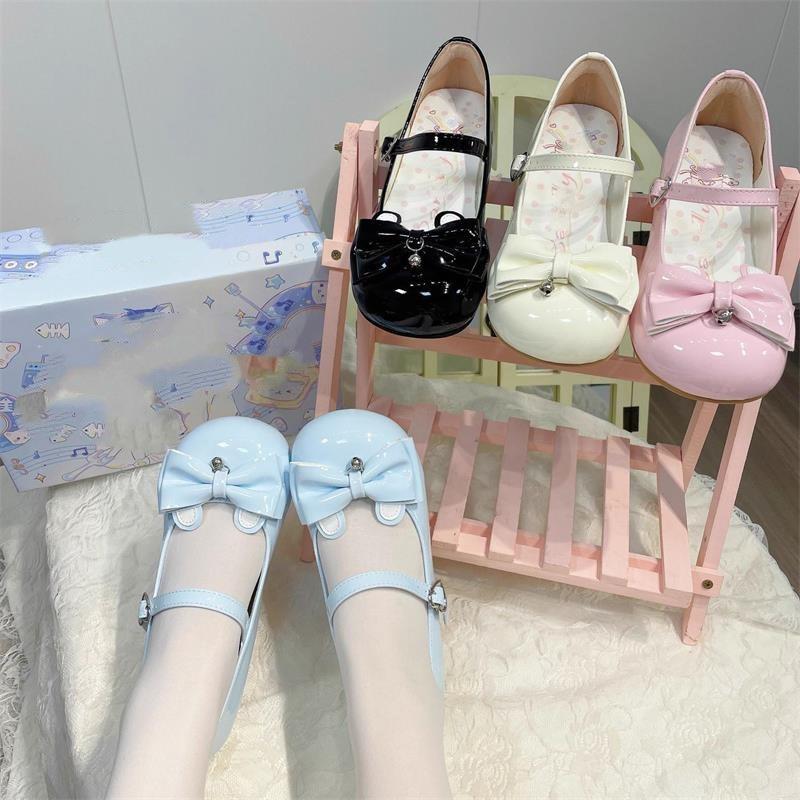 Sweet and Cute Bow Lolita Lolita Shoes 2025 New Summer Daily Versatile Mary Jane Small Leather Shoes
