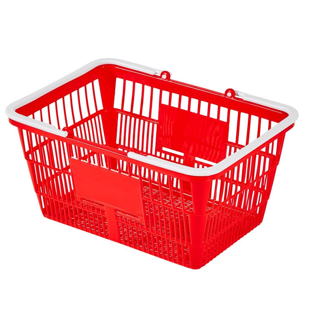 Shopping Baskets, 12 PCS, 21L Stackable PE Plastic Grocery Baskets with Handles, Dense Mesh Structure, Holds up to 9.07kg, Portable for Grocery,