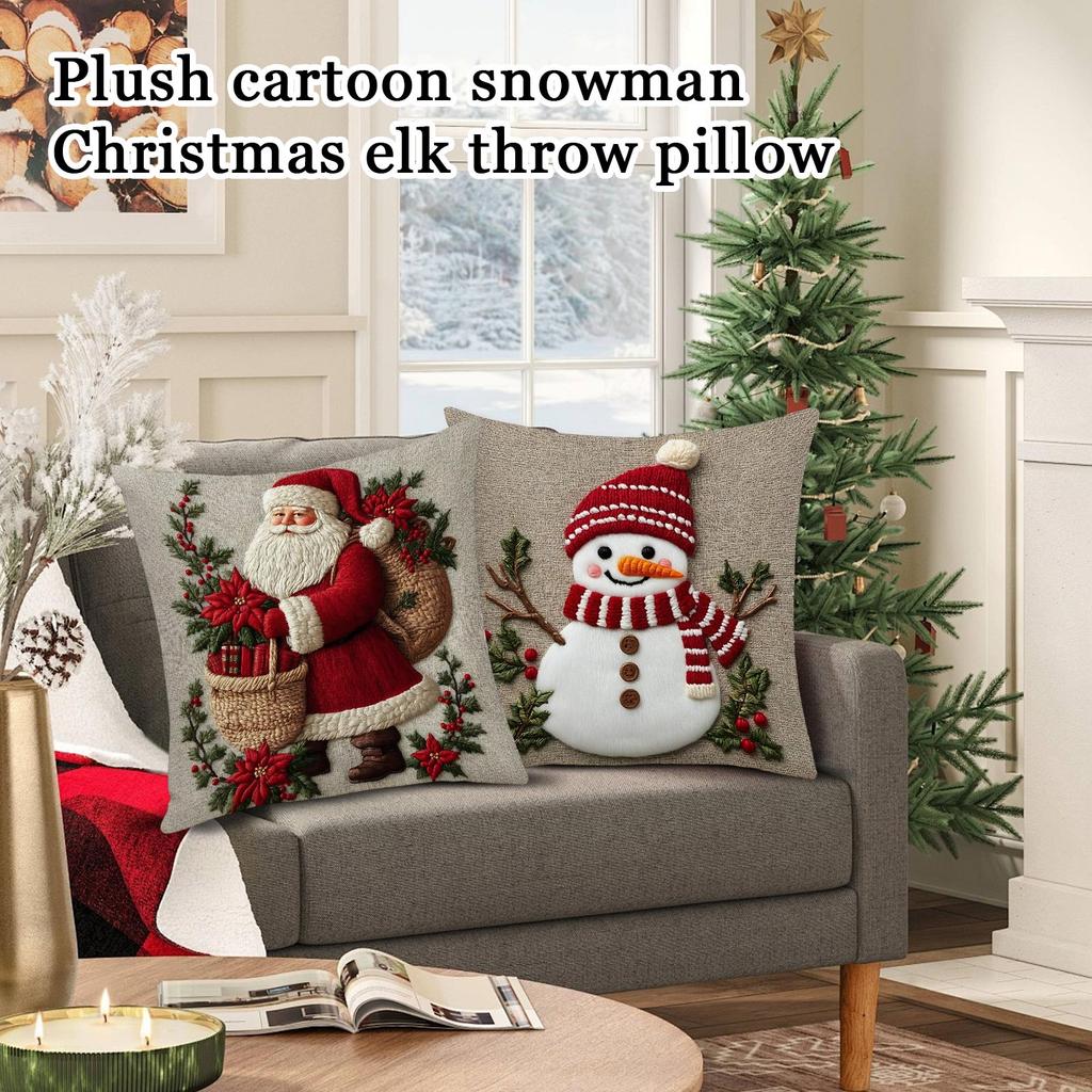 Plyšový Kreslený Sněhulák Vánoční Los Polštář