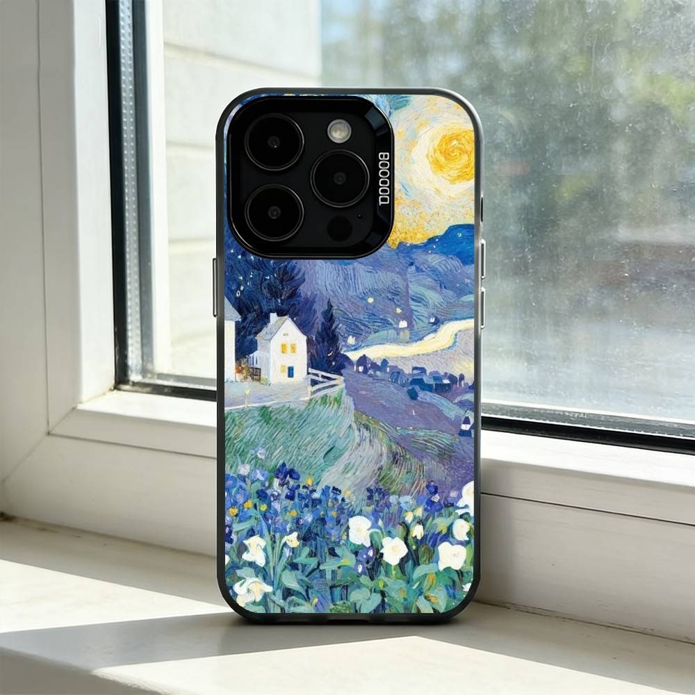 

E-esthetic Art Print Phone Case For iPhone 17,16,15,14,13,12,11 Plus,Pro Max,XS,Colored Silver Plated Inside Cover iPhone15pro