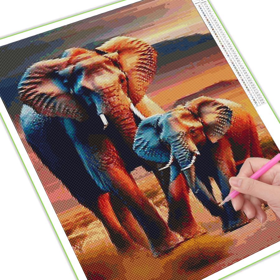 Diamond Painting New Arrivals Colorful Elephant Diy Full Square Round Drill Rhinestone Embroidery Mosaic Cross Stitch Kits Animals Kids Gift JX0014